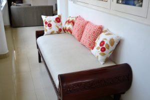 Red Throw Pillows - a face-lift to an inherited day bed