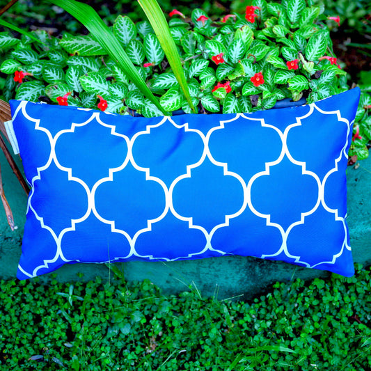 SANTORINI blue oblong waterproof outdoor cushion cover 12 x 22