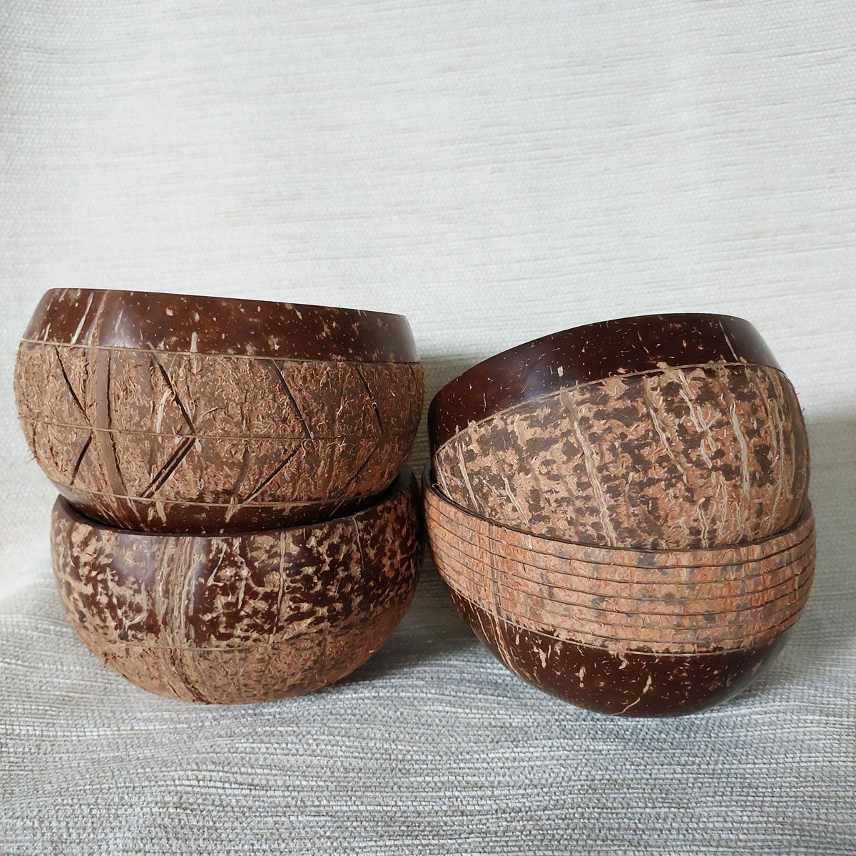 Natural Coconut Shell Bowl and Spoon set of 4
