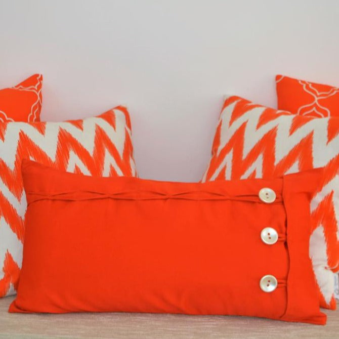 Orange Oblong / Rectangular Cushion Cover Button & Loop