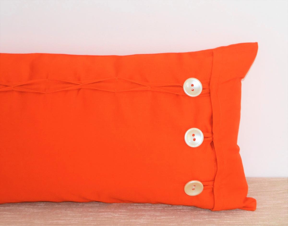 Orange Oblong / Rectangular Cushion Cover Button & Loop