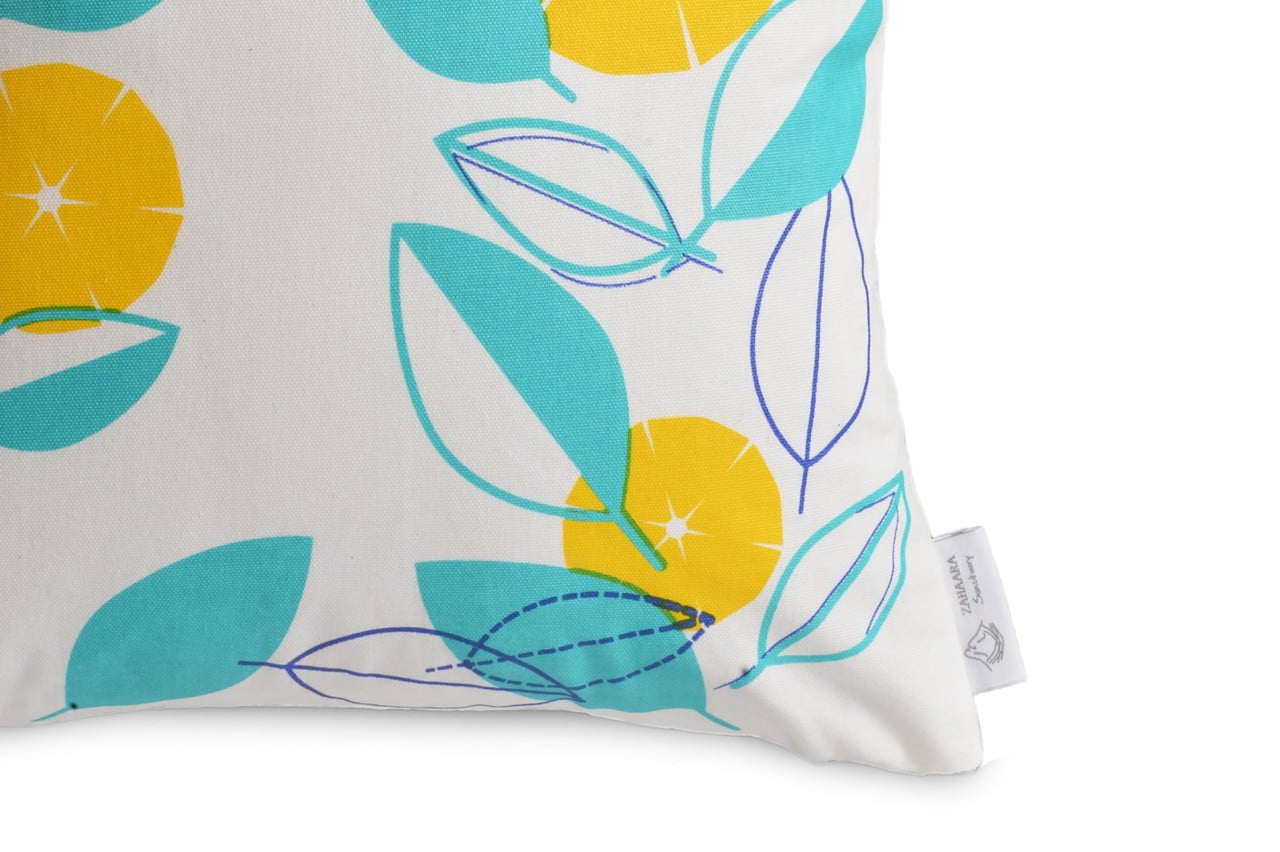 Dimitri Yellow/Aqua Modern Floral Cushion Cover SLIGHT DEFECT