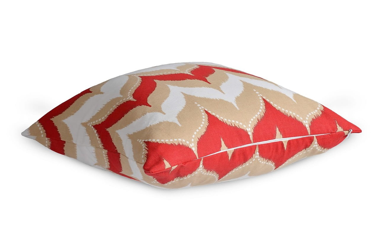 UMA Red/Beige IKAT Dome Cushion Cover