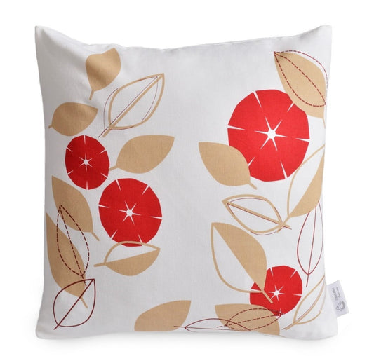 EZRA Red/Beige Modern Floral Cushion Cover SLIGHT DEFECT