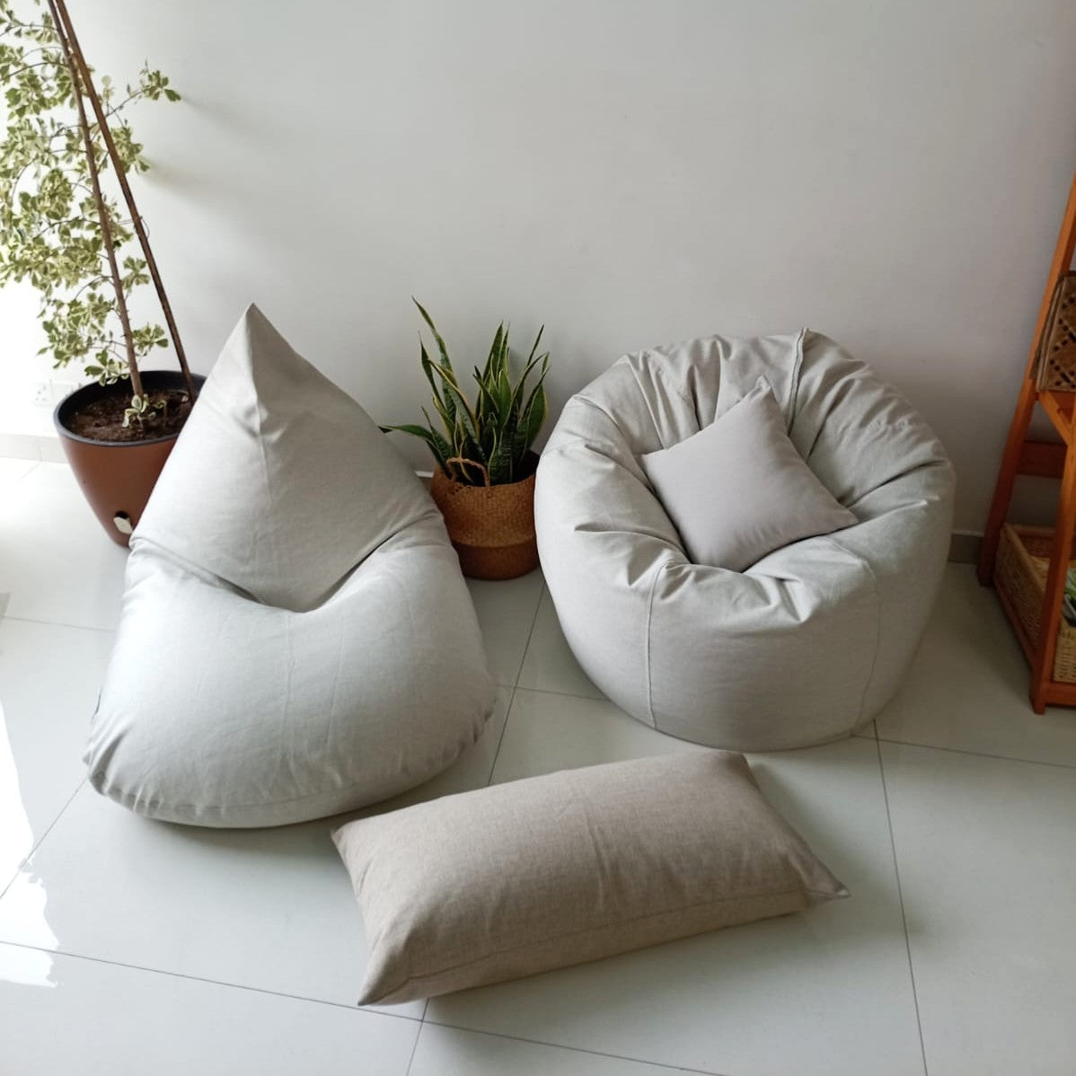 DOVE Cream/White bean bag XL size Linen-Look
