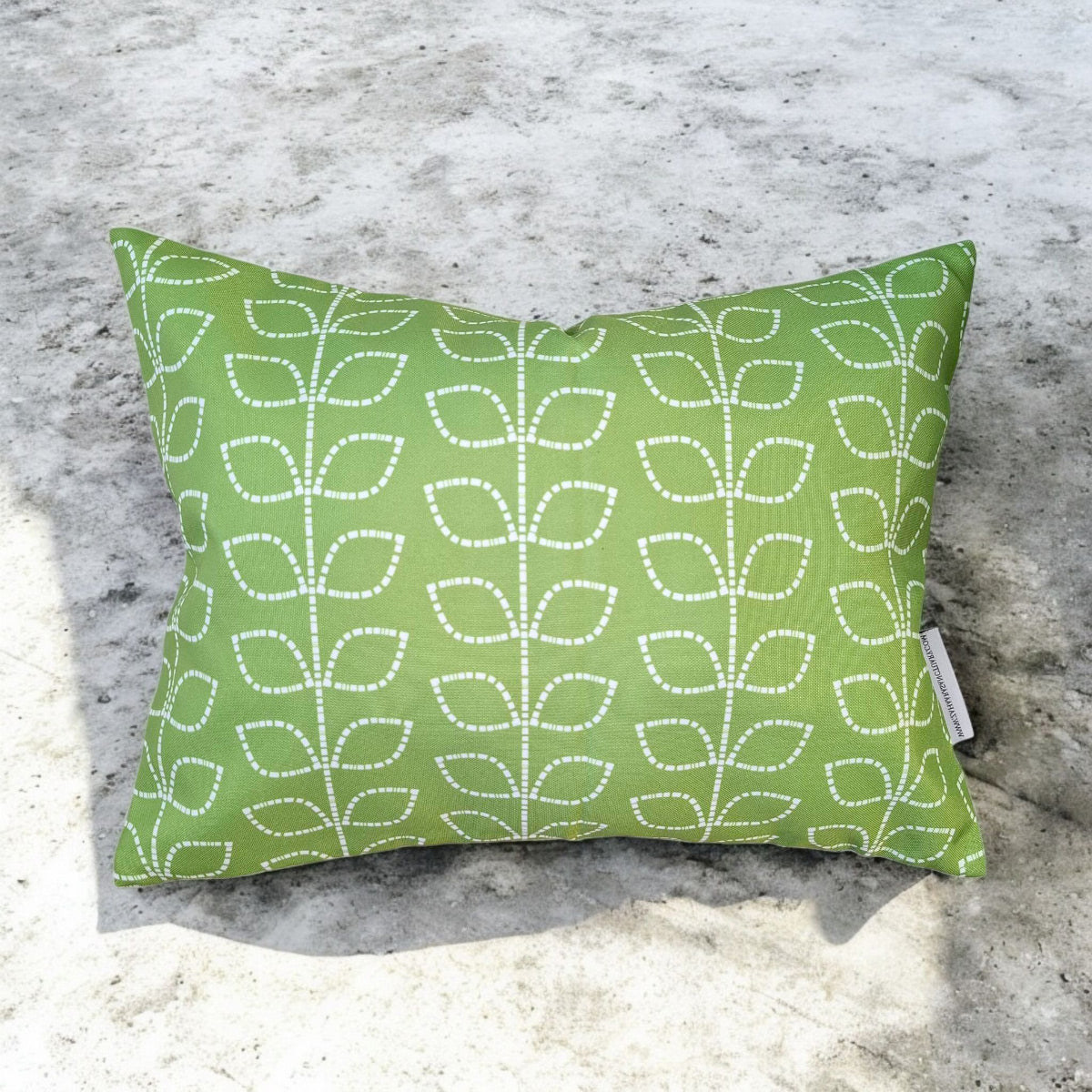 Morning Meadow green oblong waterproof outdoor cushion cover 12 x 16