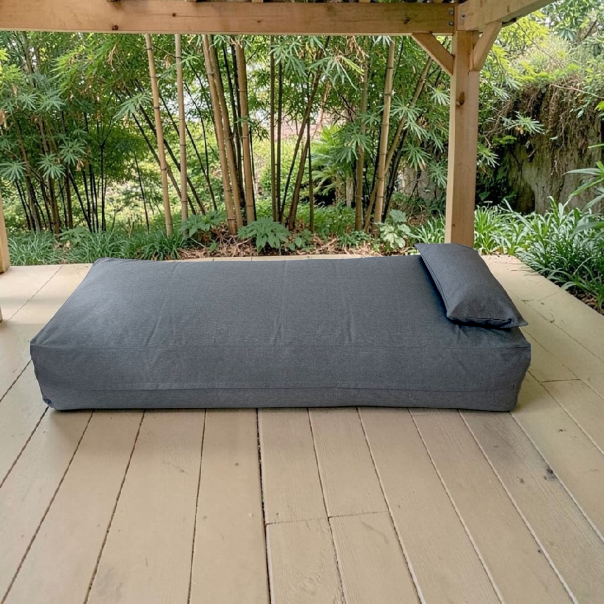 ROCKY Linen-Look outdoor sunbed - beanbag mattress with pillow