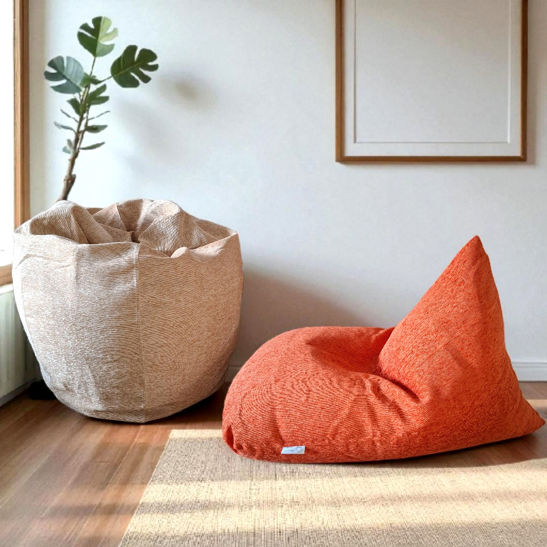 DAWN Beige / Cream Round XL bean bag chair