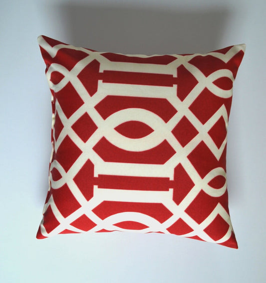 Bold and Beautiful Red outdoor cushion cover 16 Geometric pattern