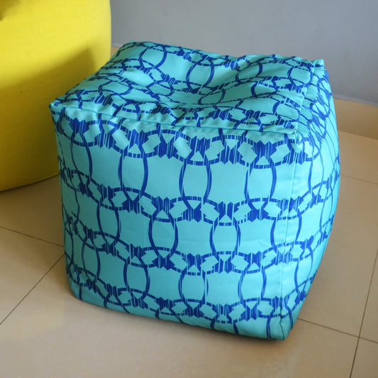 Barcelona Turquoise in/outdoor pouf / ottoman cover, waterproof
