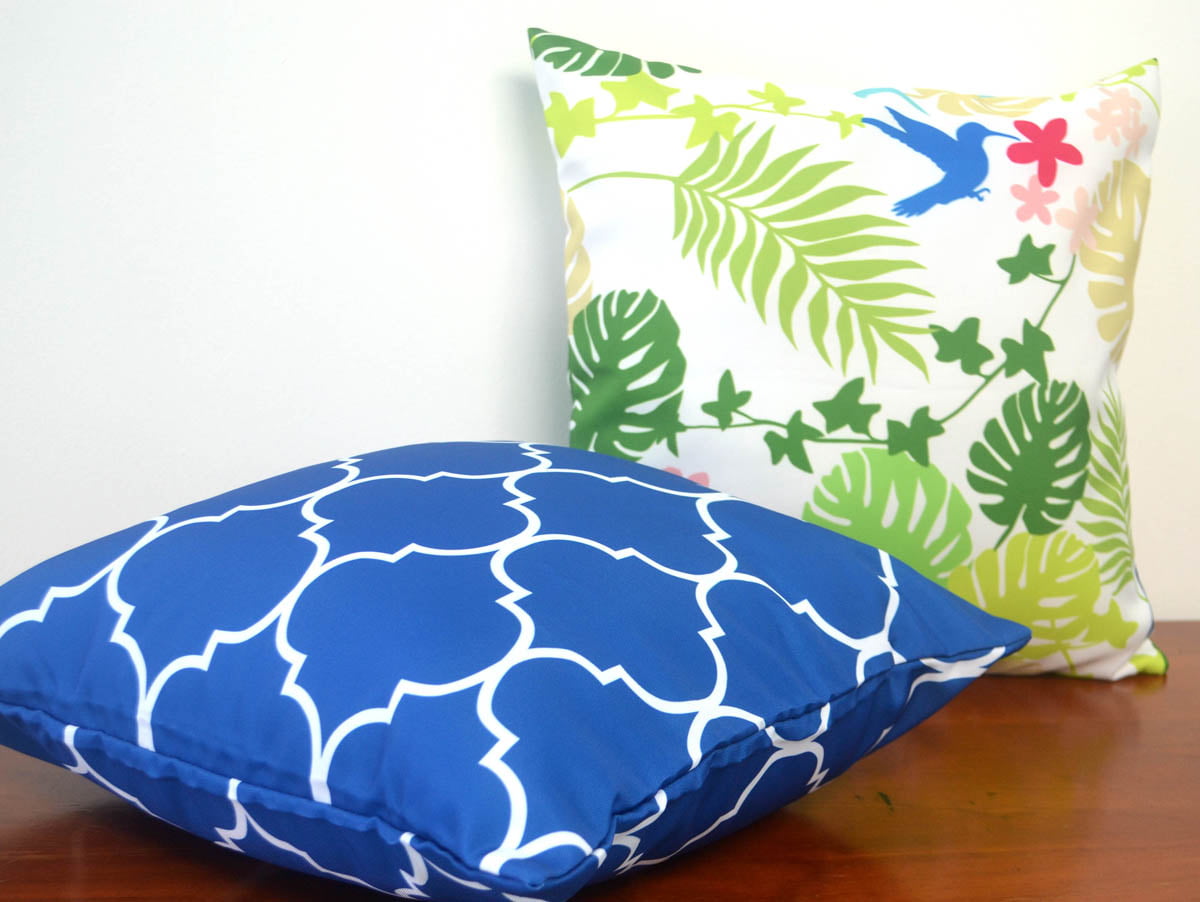 Santorini Blue waterproof outdoor cushion cover 16 or 18