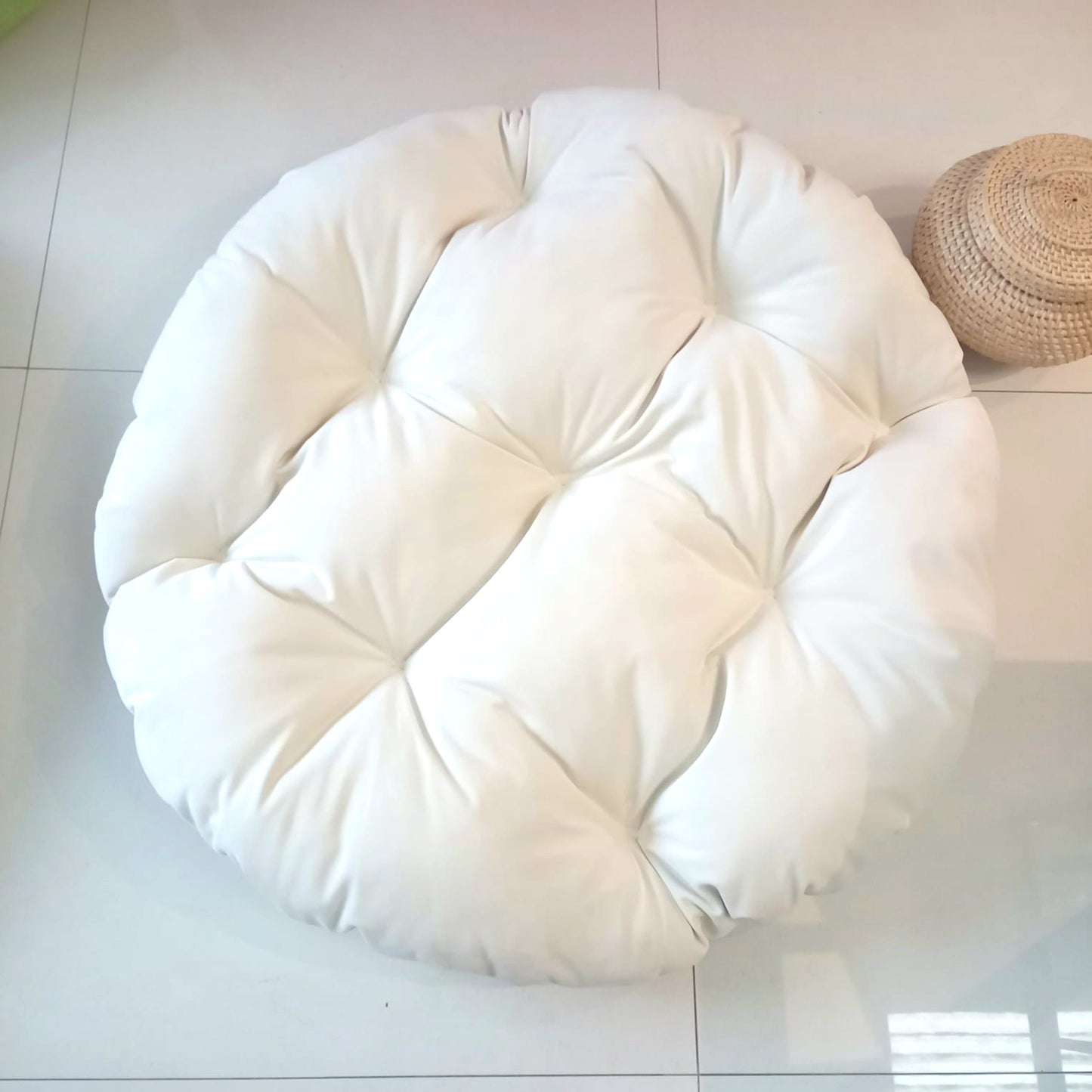 Lilly White Papasan chair cushion in super soft velvet