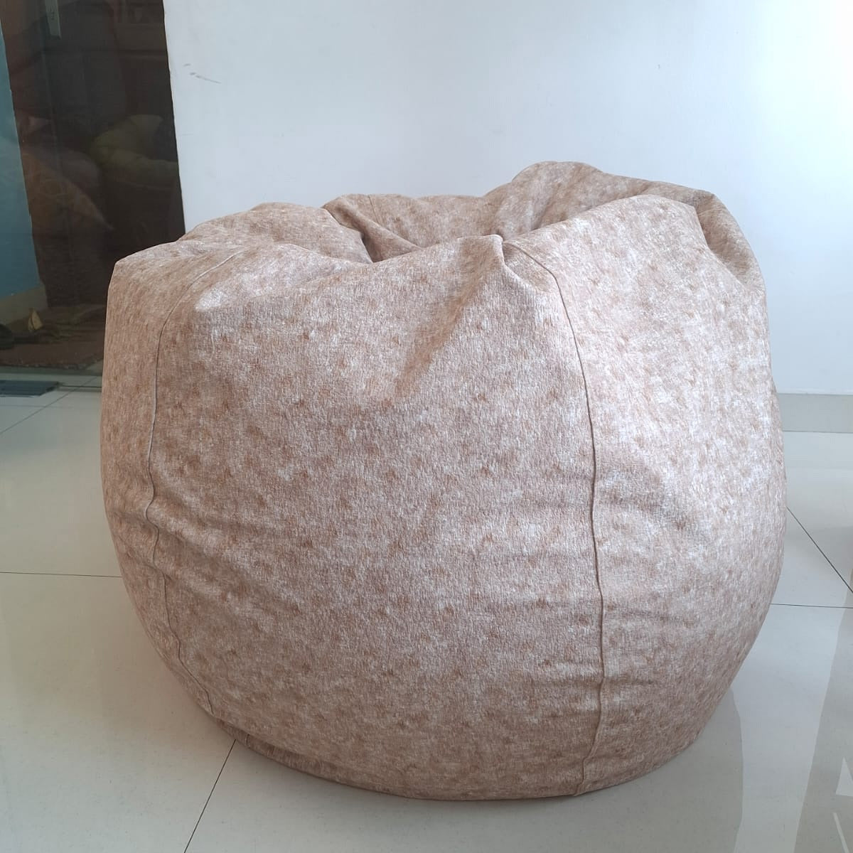 VALERIE round compact bean bag chair - cream