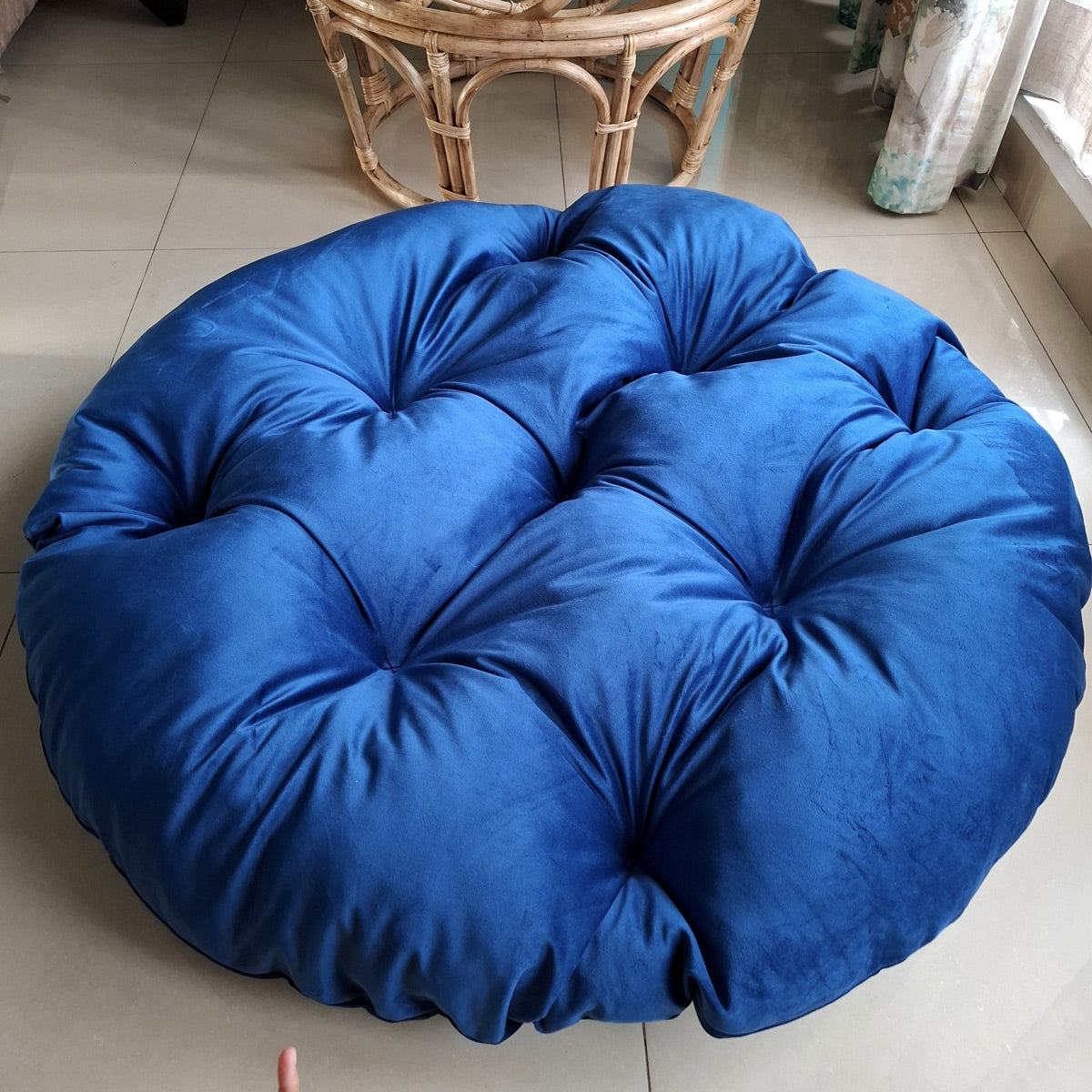 THEO dark blue papasan chair cushion.