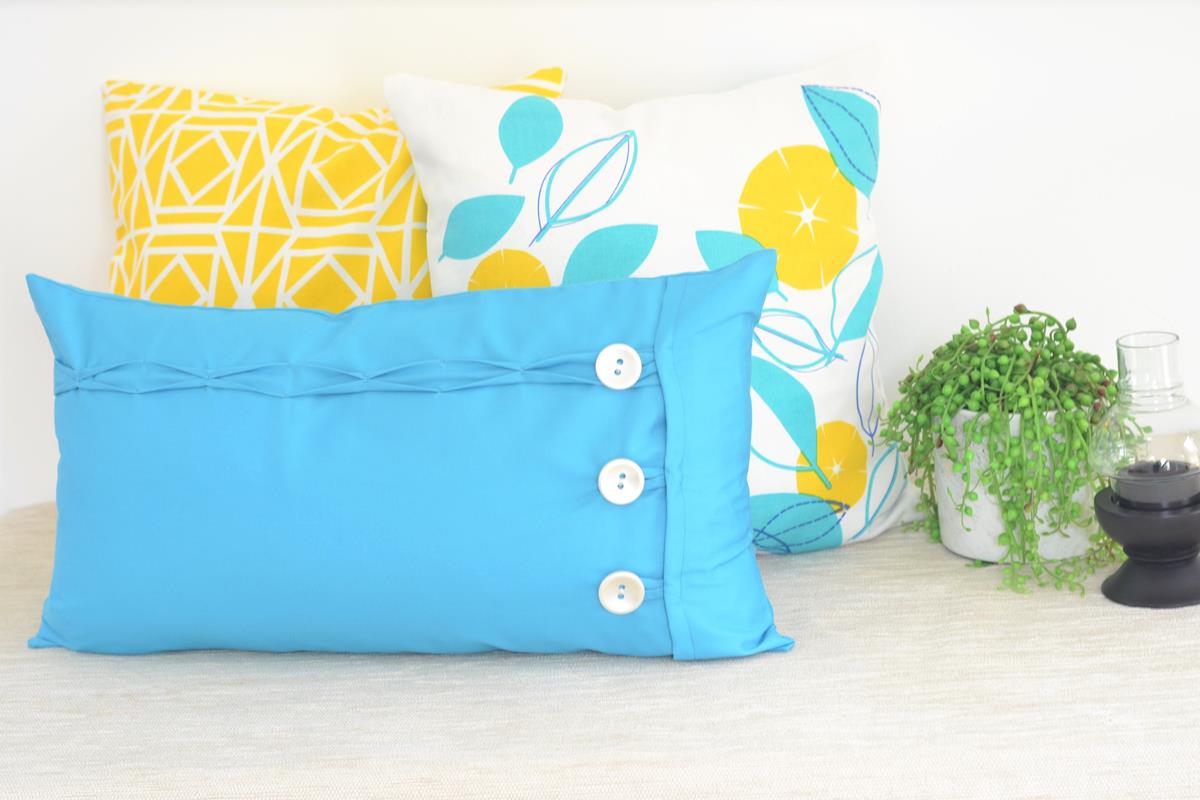 Blue Oblong / Rectangular Cushion Cover Button & Loop