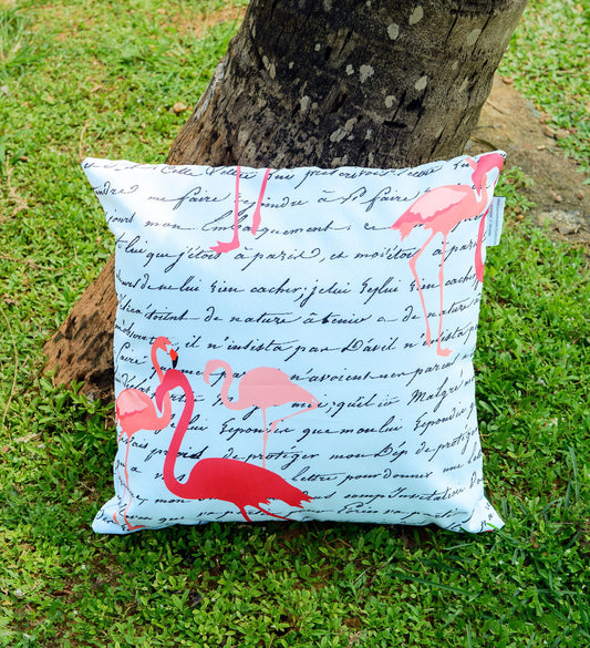 Flamingo Tales 20" waterproof outdoor cushion cover
