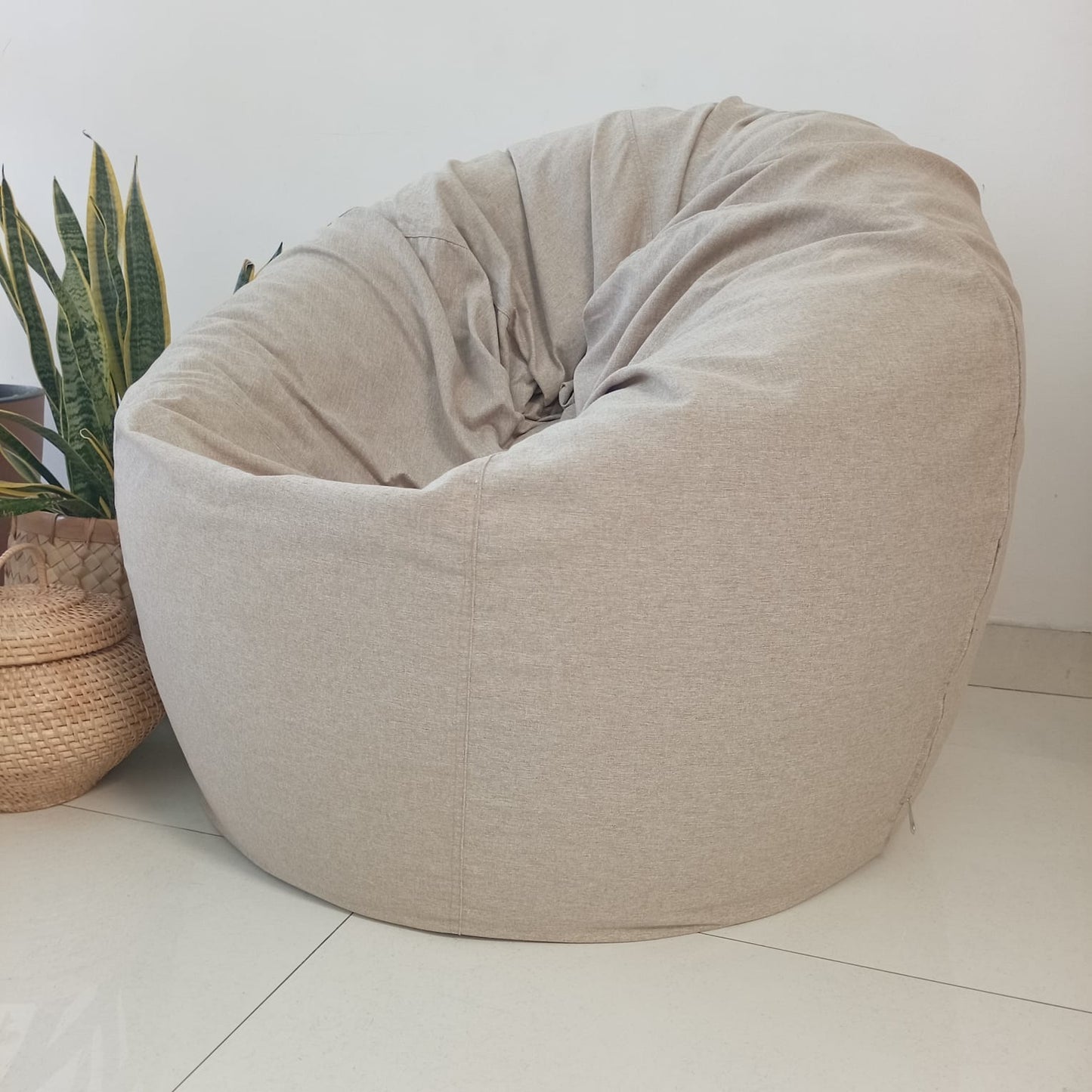MASON Beige Sand Round XL bean bag chair