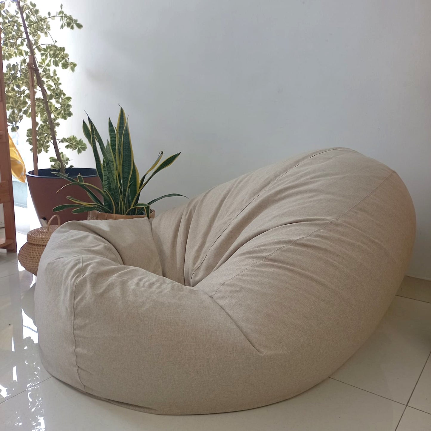 MASON Beige Sand Round XL bean bag chair