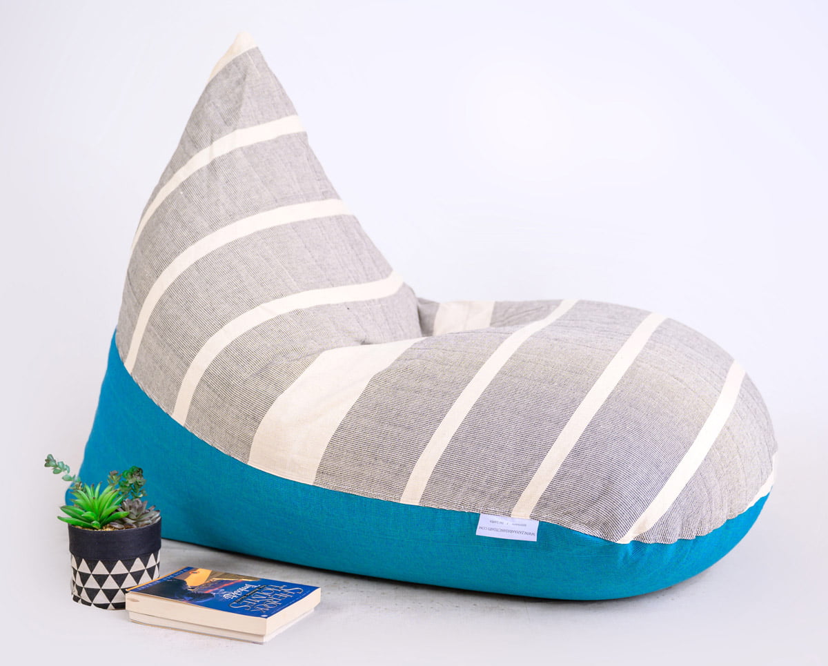 PACIFIC Blue bean bag in handloom cotton