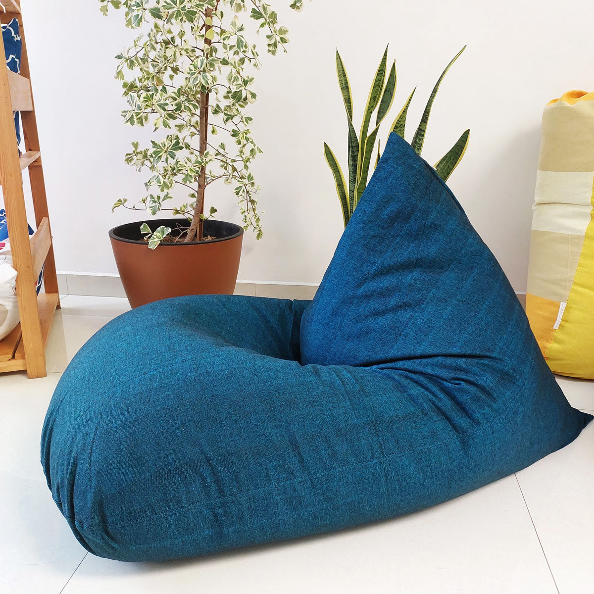 NIGHT- Blue cotton bean bag chair