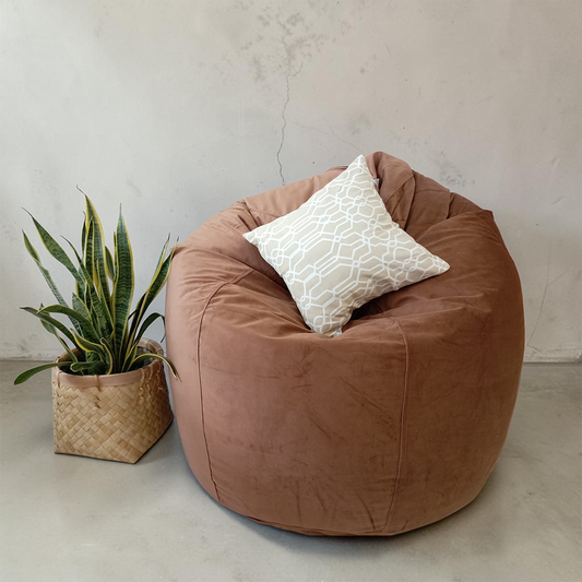 VENICE Extra Large Brown Round Velvet Bean Bag Chair