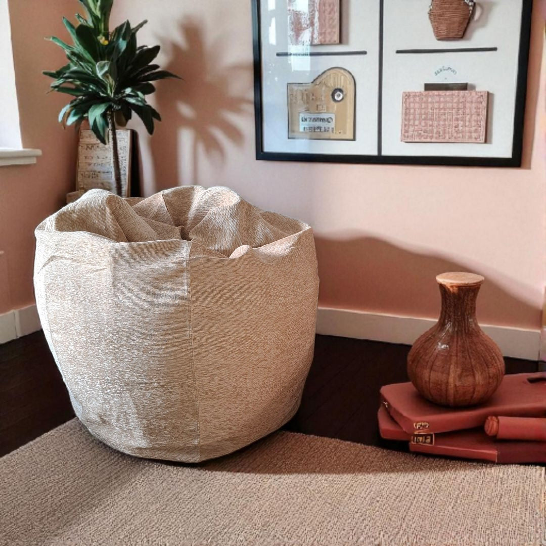DAWN Beige / Cream Round XL bean bag chair