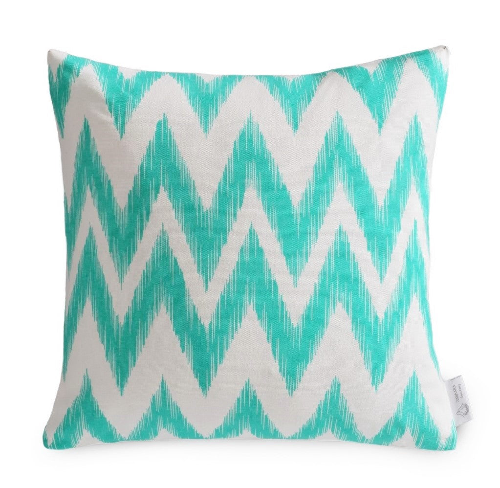 Kai Aqua/Turquoise WATERPROOF OUTDOOR Chevron Cushion Cover