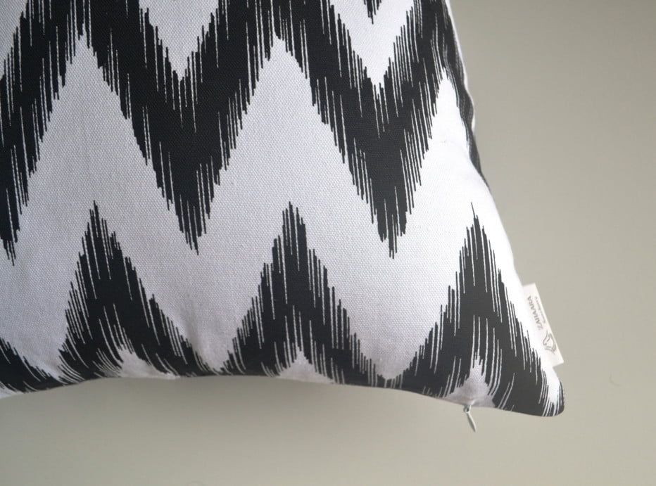 Matina Black and White Chevron/Zig Zag Cushion Cover Slight Defect