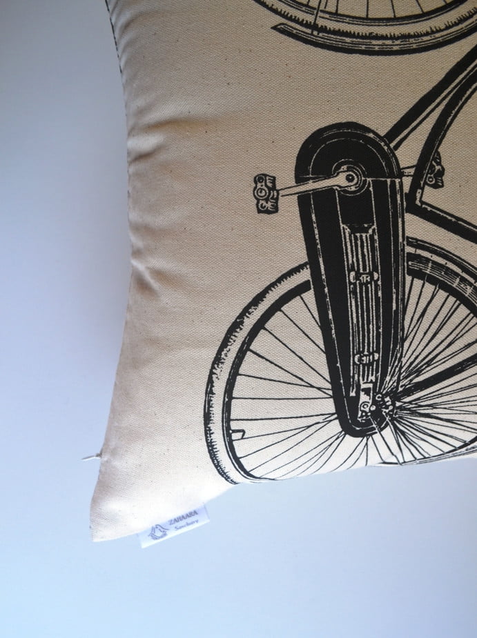 Odessa  SLIGHT DEFECT Vintage Script/Bicycle Cushion Cover