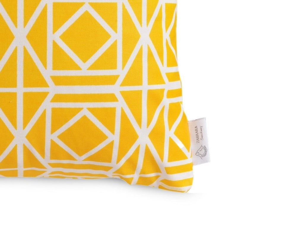 Abagail Yellow Geometric Cushion Cover
