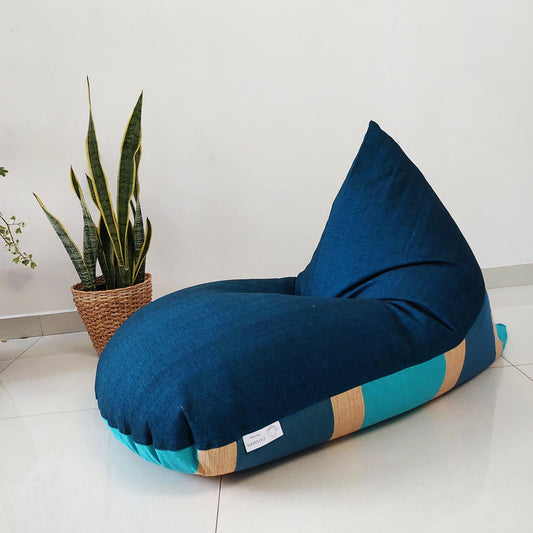 ALLURE - Dark blue cotton bean bag chair Slight Defect