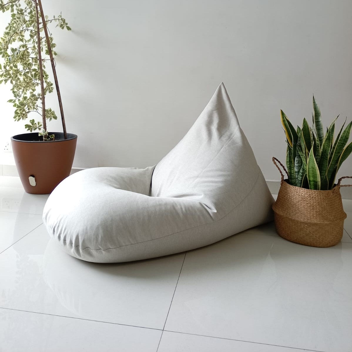 DOVE Cream/White bean bag XL size Linen-Look