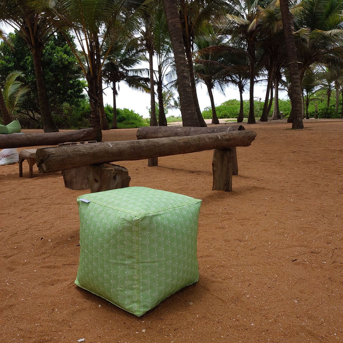 Outdoor Pouf / Ottoman/foot stool in Apple Green - Walls of Taj