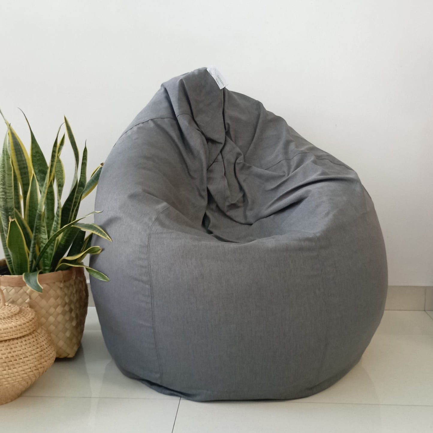 CONNOR Grey round bean bag chair