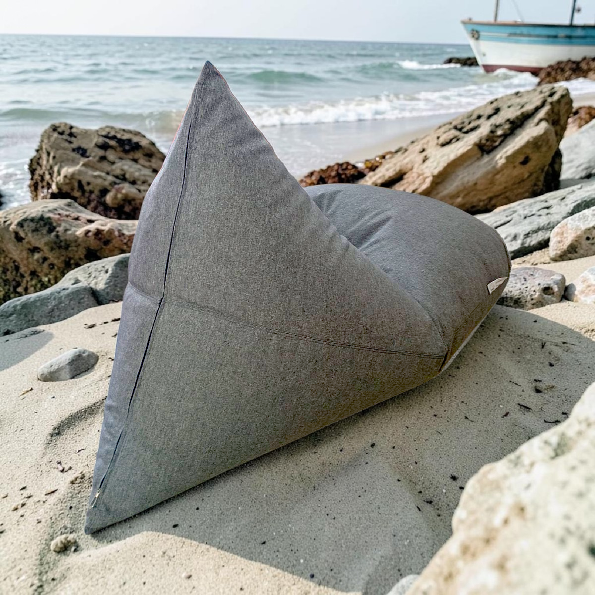 ROCKY Linen-Look grey outdoor bean bag