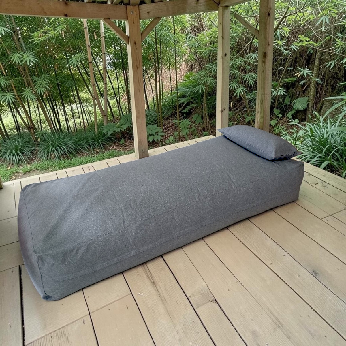 ROCKY Linen-Look outdoor sunbed - beanbag mattress with pillow