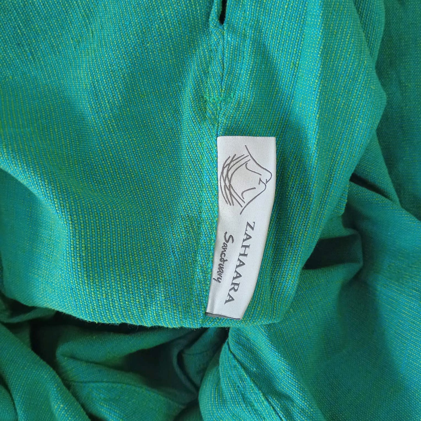 Turquoise round XL bean bag chair in handloom cotton - SEASHELLS