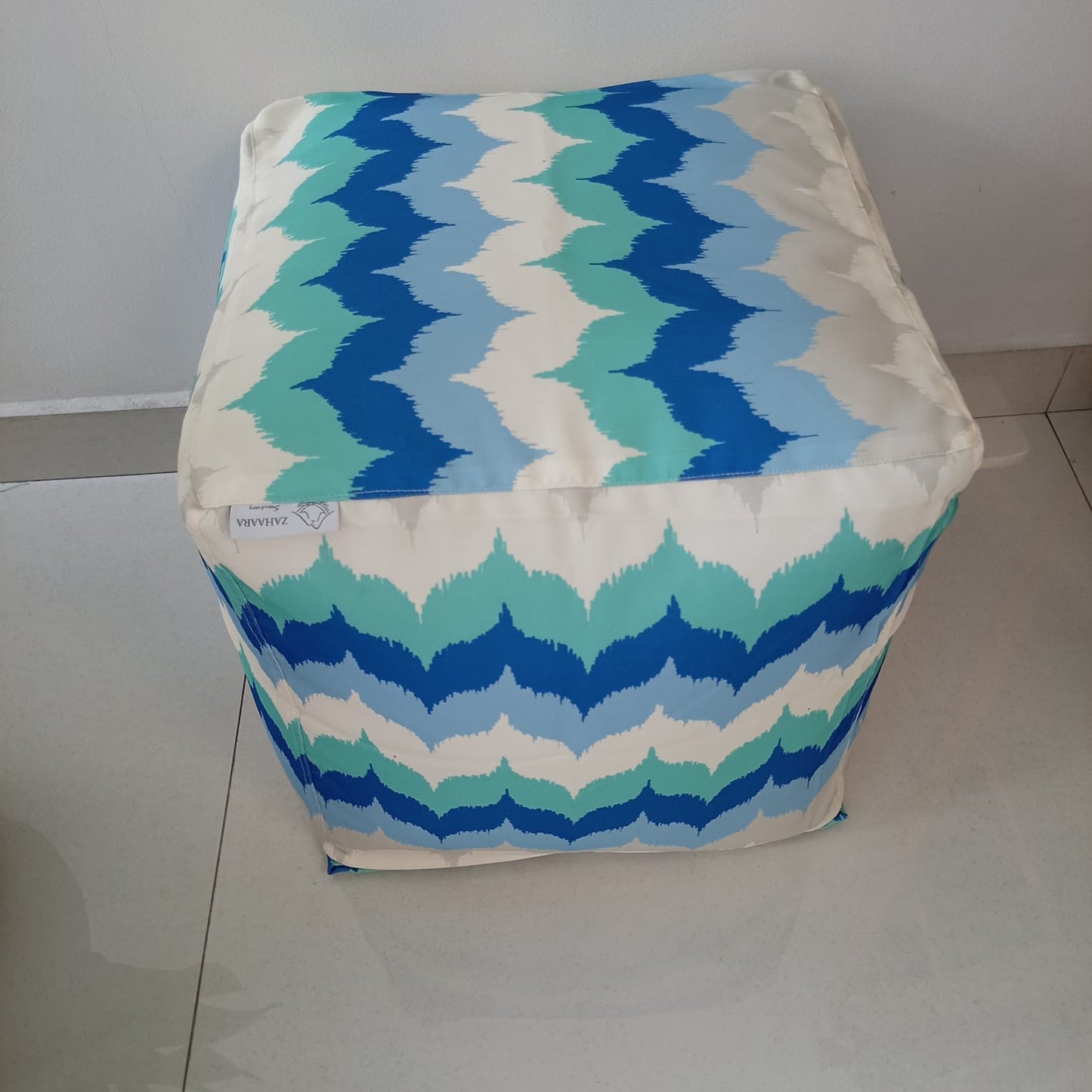 Outdoor Pouf / Ottoman/foot stool in ocean shades - Surf