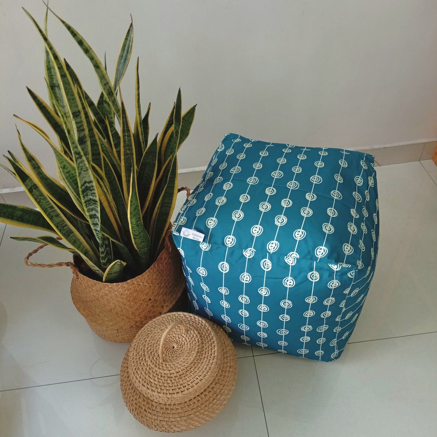 Outdoor Pouf / Ottoman/foot stool in Dark Blue - Night Rain