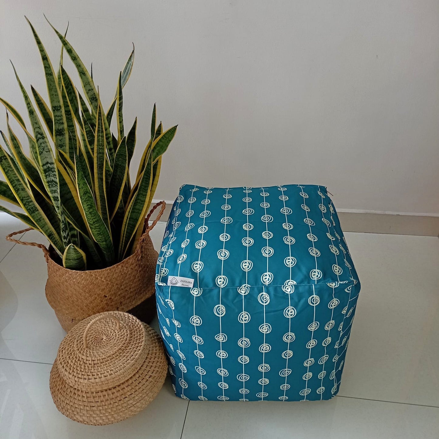 Outdoor Pouf / Ottoman/foot stool in Dark Blue - Night Rain