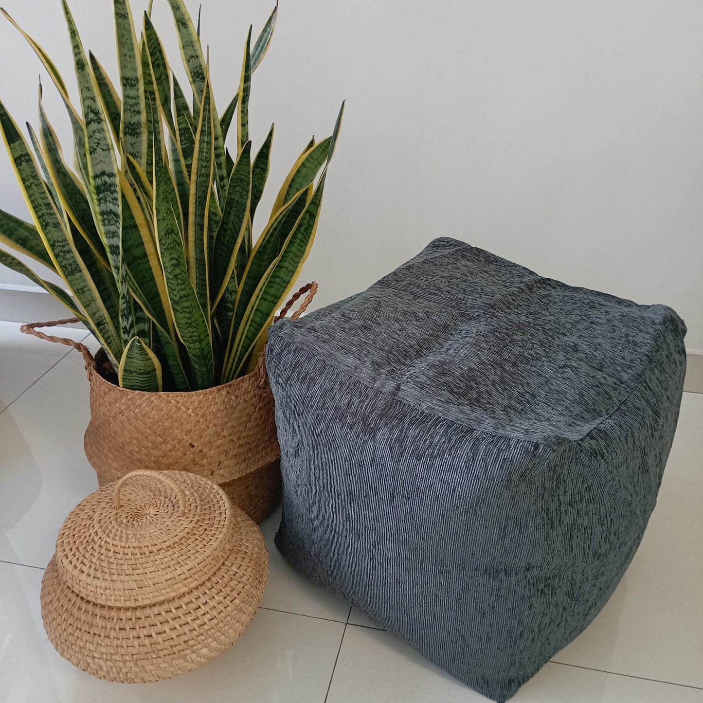 Grey pouf / ottoman - Cyrus