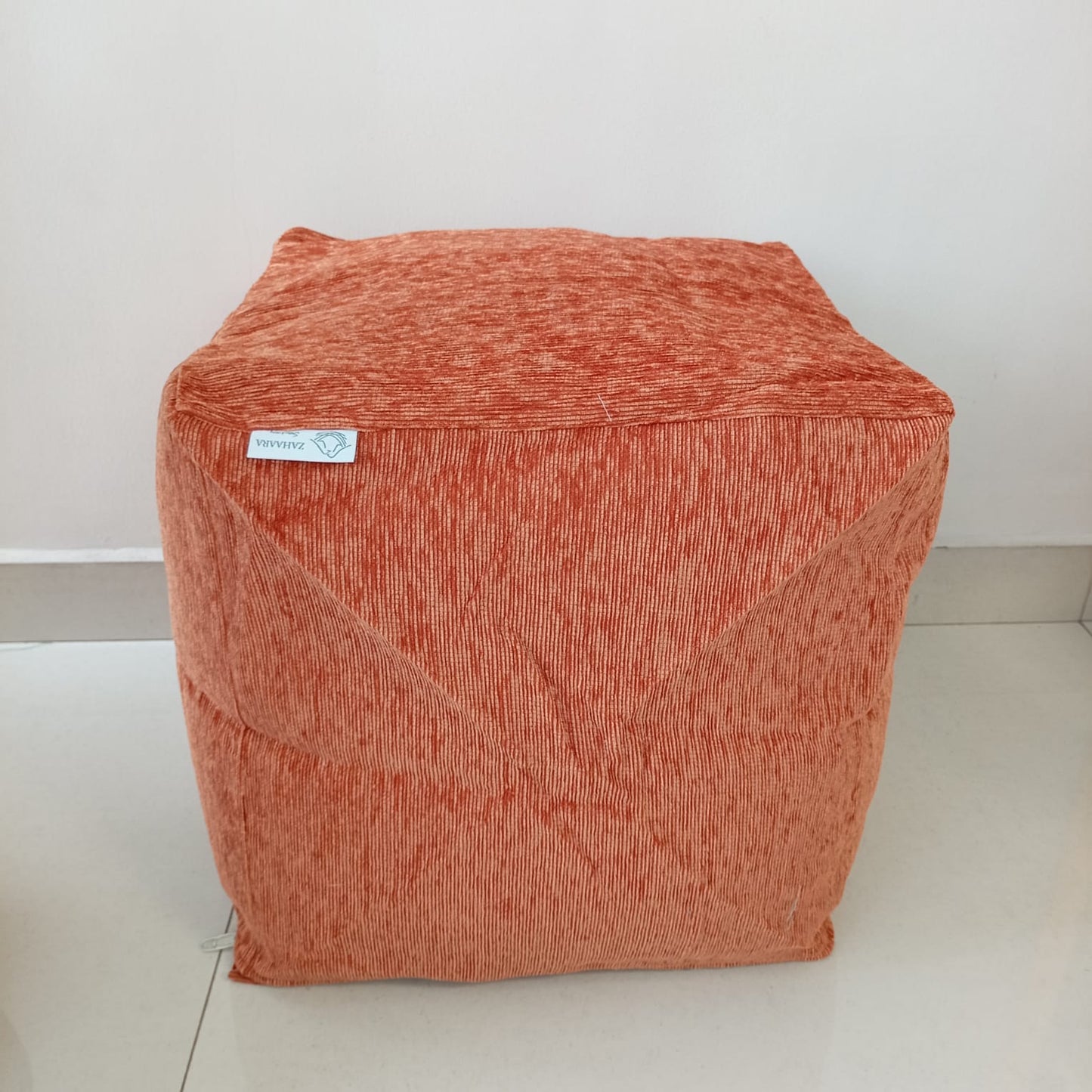 Orange/peach pouf / ottoman - Sienna