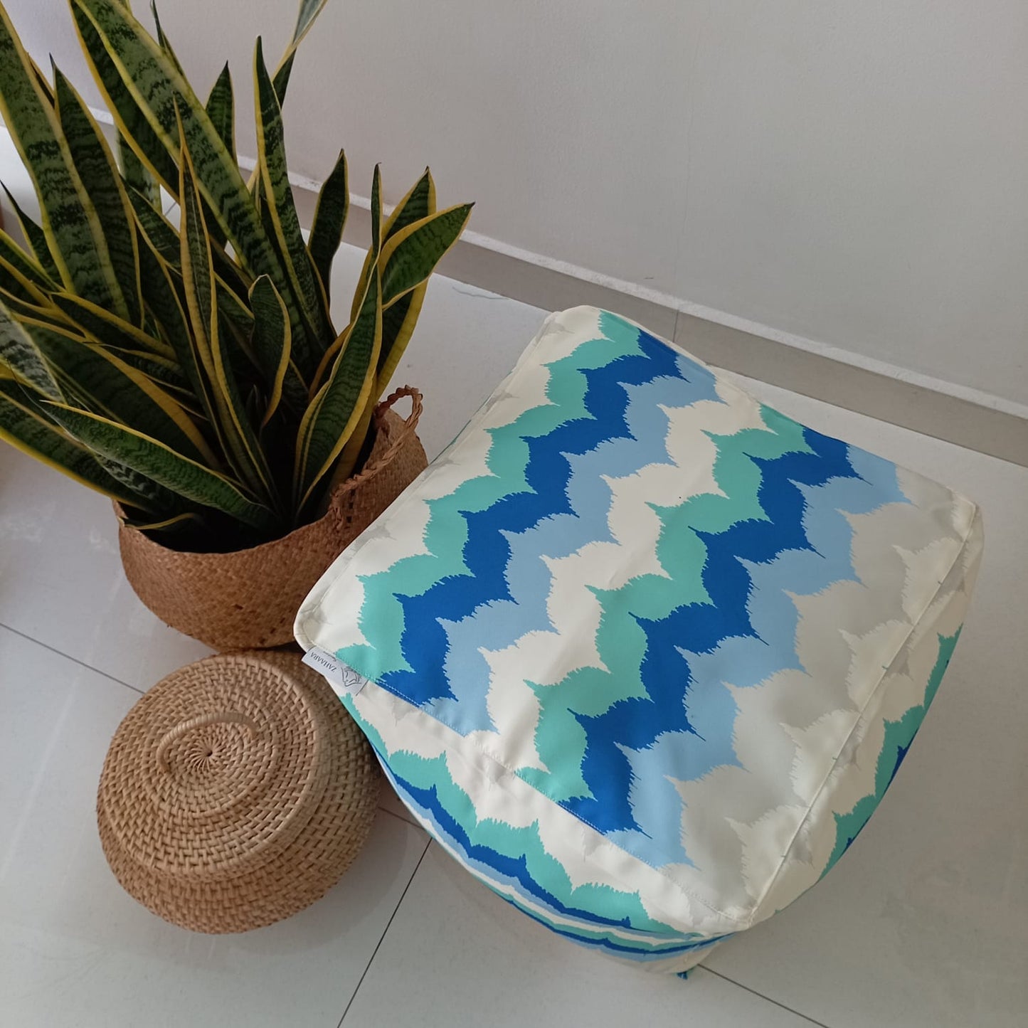 Outdoor Pouf / Ottoman/foot stool in ocean shades - Surf
