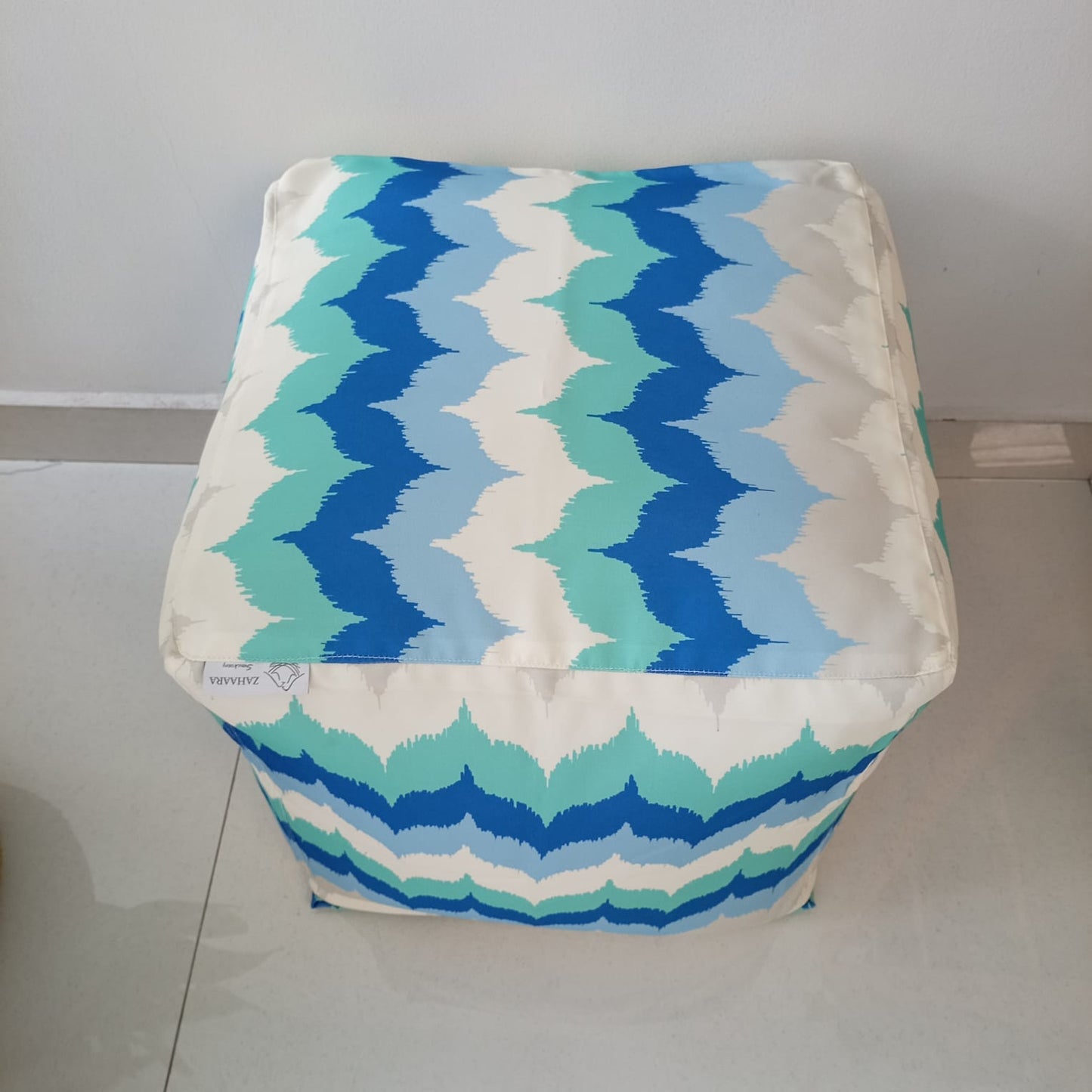 Outdoor Pouf / Ottoman/foot stool in ocean shades - Surf