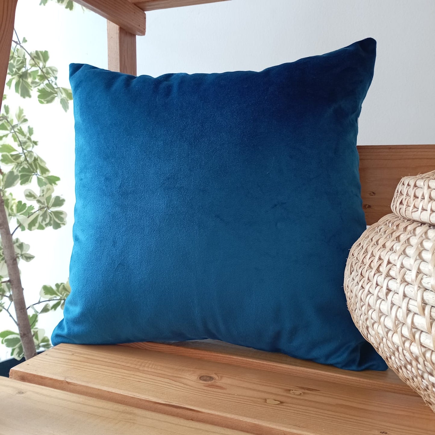 Velvet blue, green cushion covers 16"