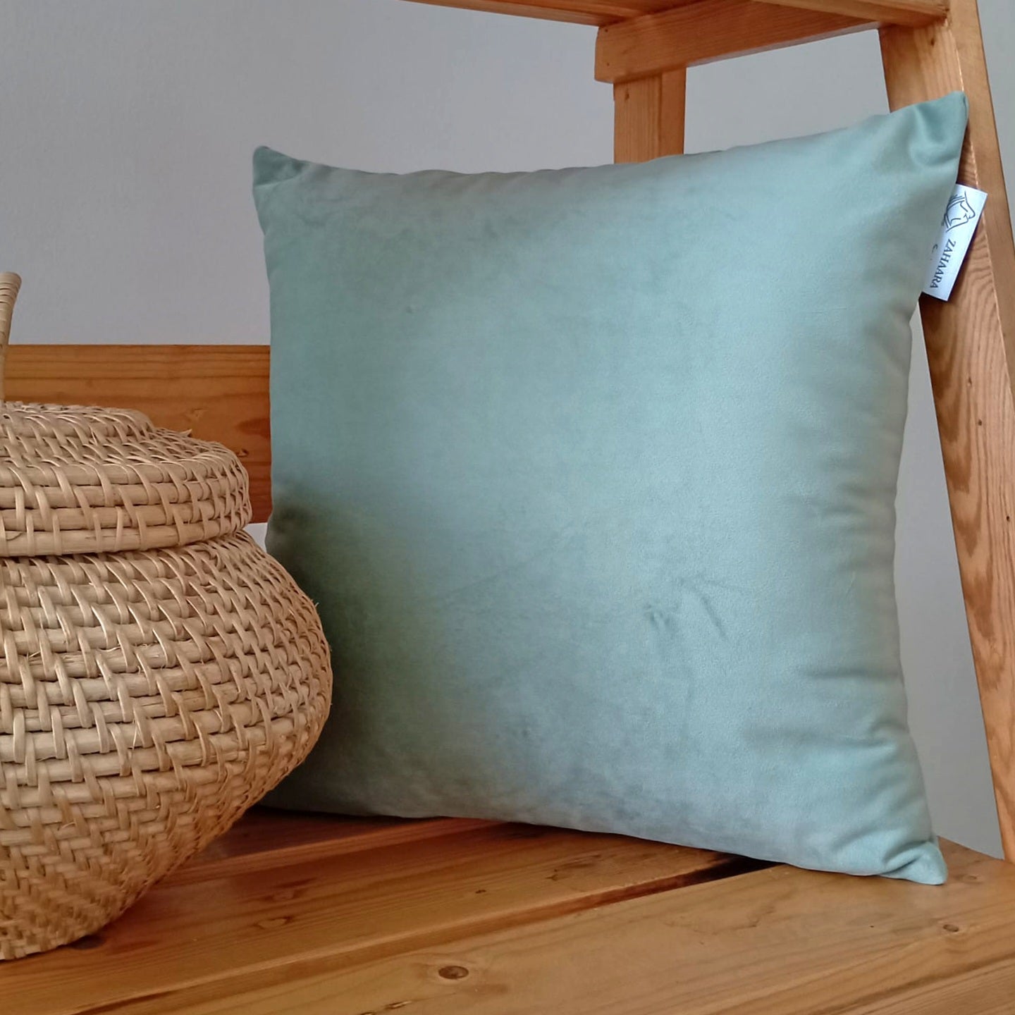 Velvet blue, green cushion covers 16"