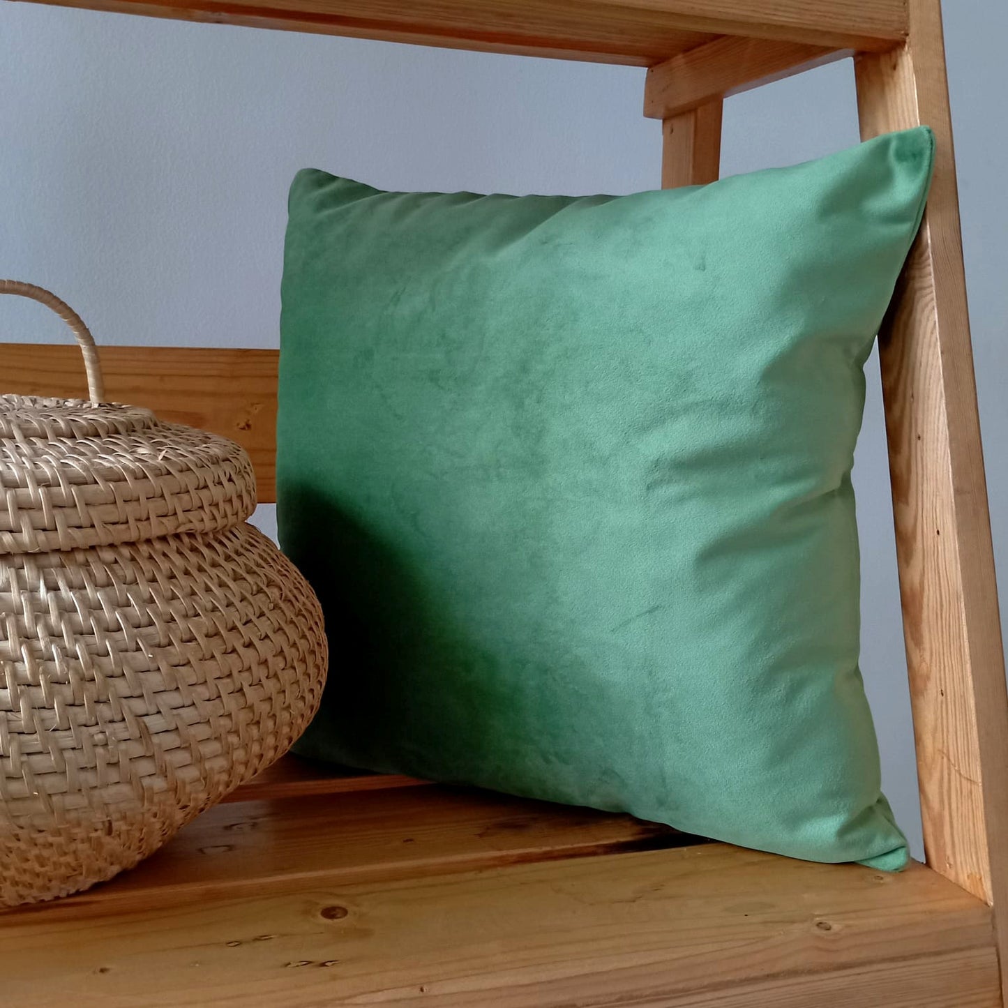 Velvet blue, green cushion covers 16"