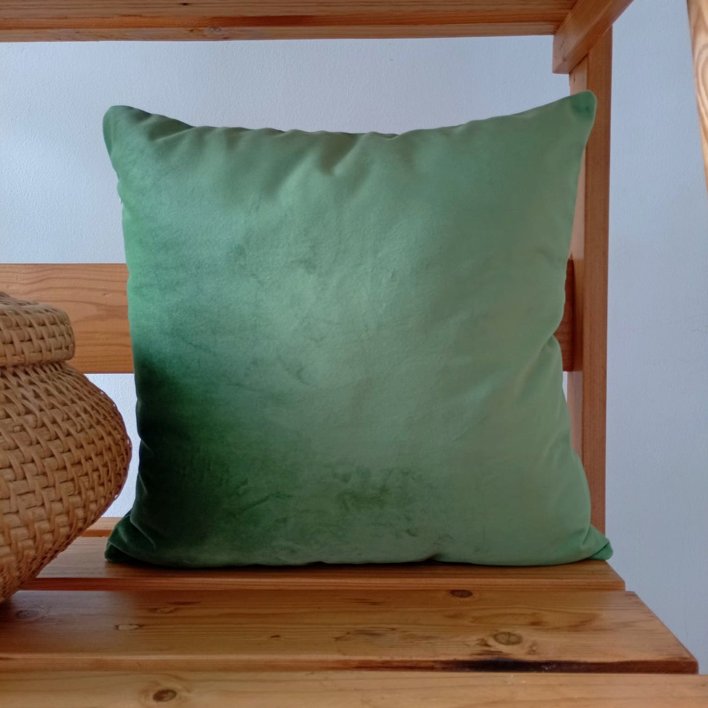 Velvet blue, green cushion covers 16"