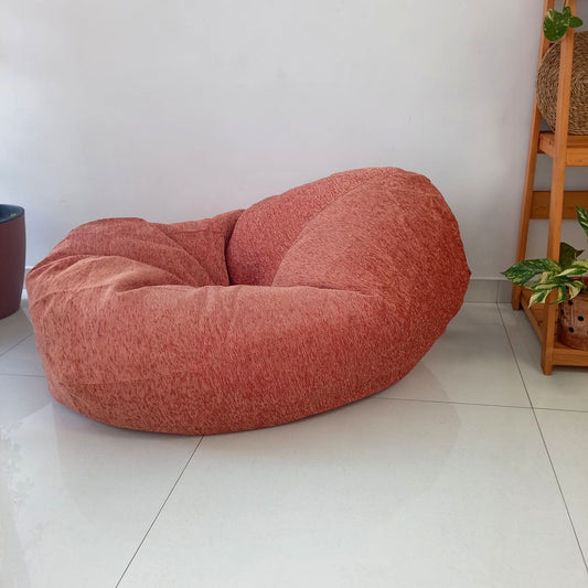 SIENNA round bean bag chair in burnt orange/peach