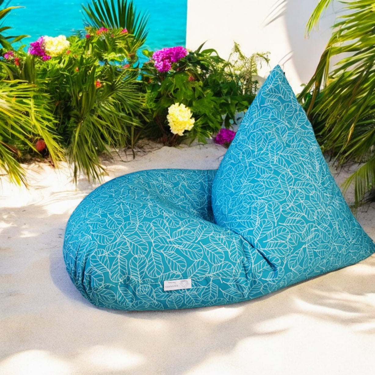 Blue waterproof outdoor bean bag - Bed of Leaves